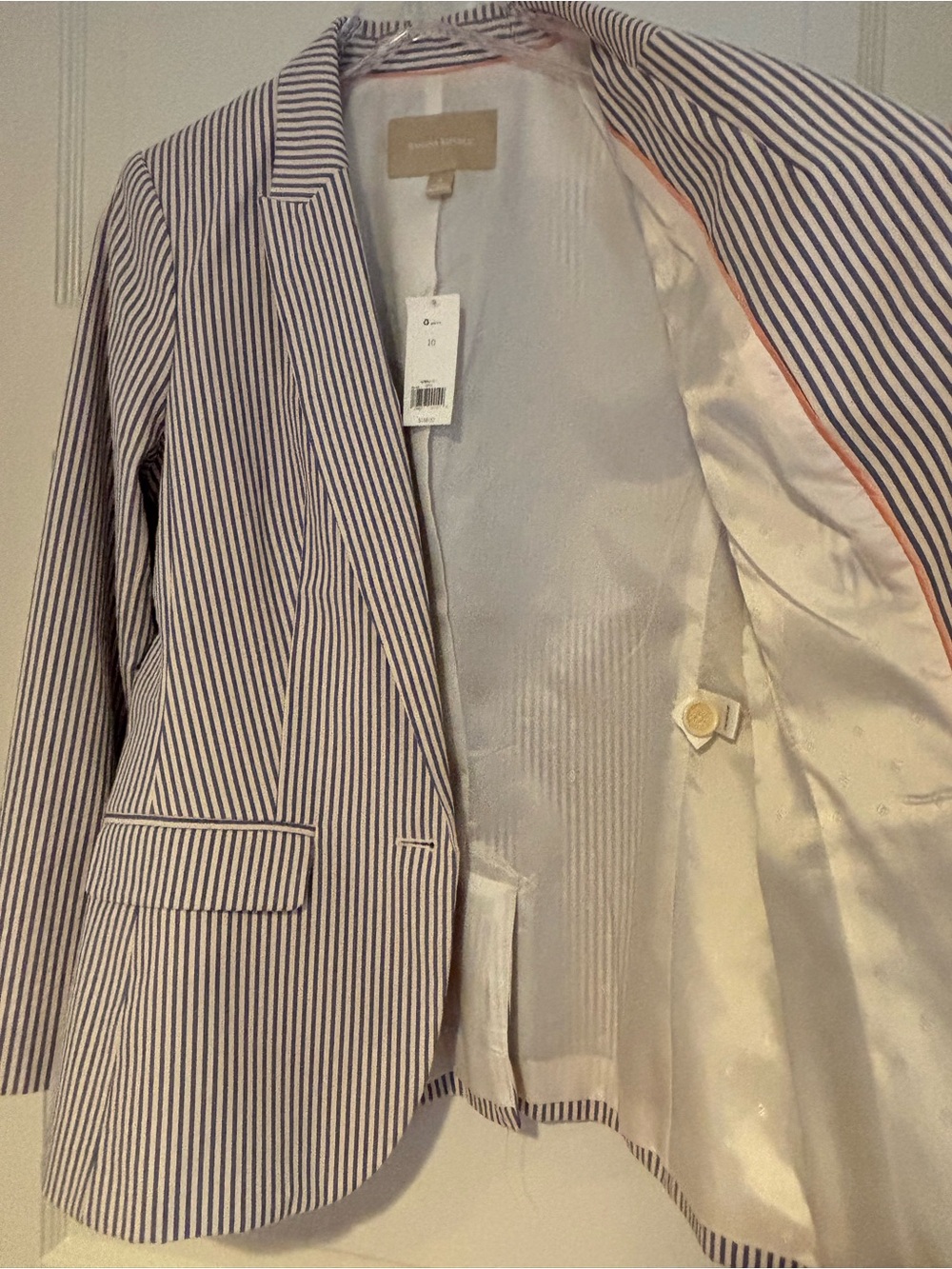 Banana Republic Navy & White Striped Women's Blazer - Picture 8 of 9